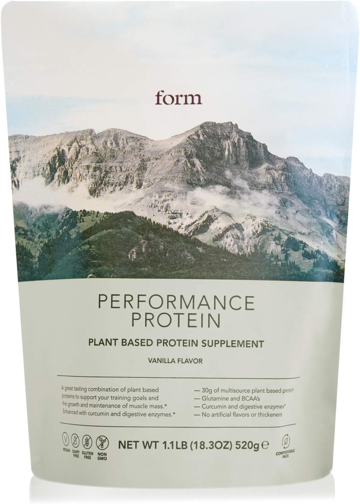 Proteína de rendimiento de forma - Polvo de proteína vegano - 30g de Proteína basada en plantas por ser, con BCAAs y Enzimas Digestivos. Perfect Post Workout. Sabe bien con sólo agua! (Vanilla)