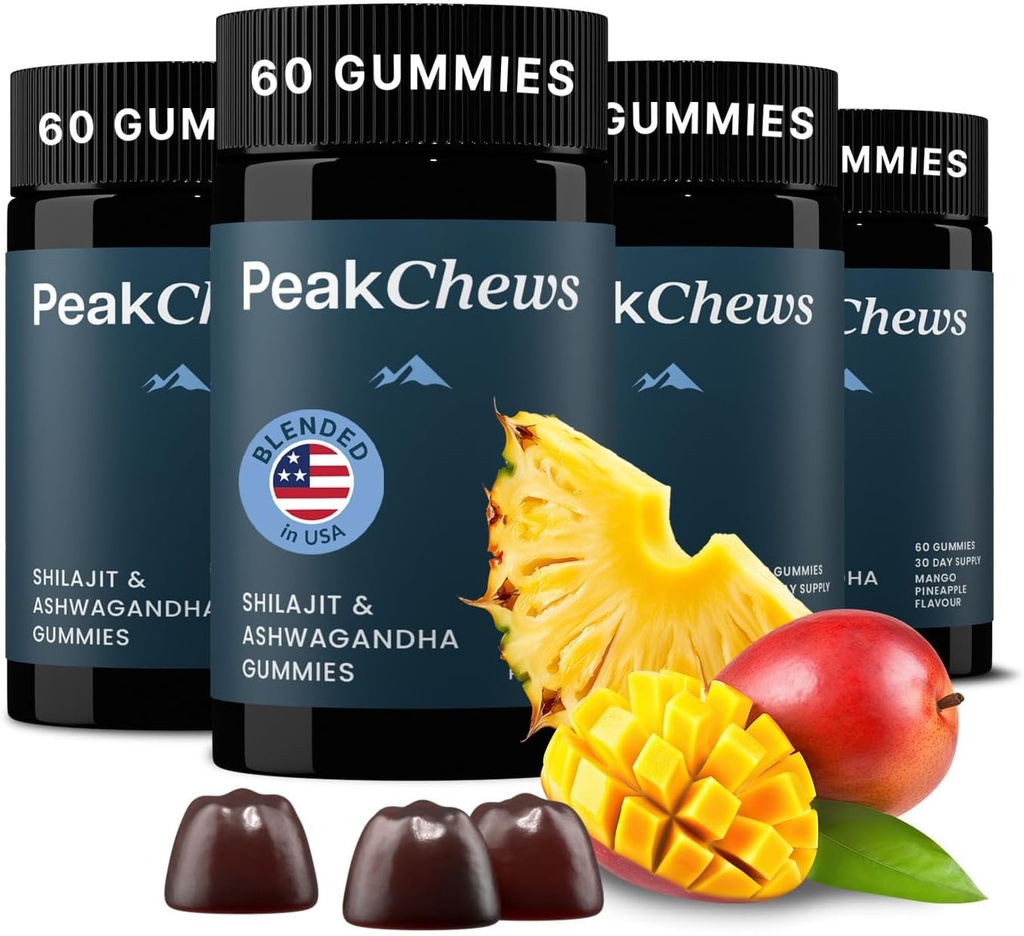 Gummies with Ashwagandha - Shilajit and Ashwagandha - Supports Energy, Mood, Motivation - Vegan-Friendly - 240 Count