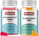 Gummies de potasio " Magnesio Gummies, Potasio Chloride 500mg, Magnesium Glycinate 500mg, Suplementos Minerales para la Familia