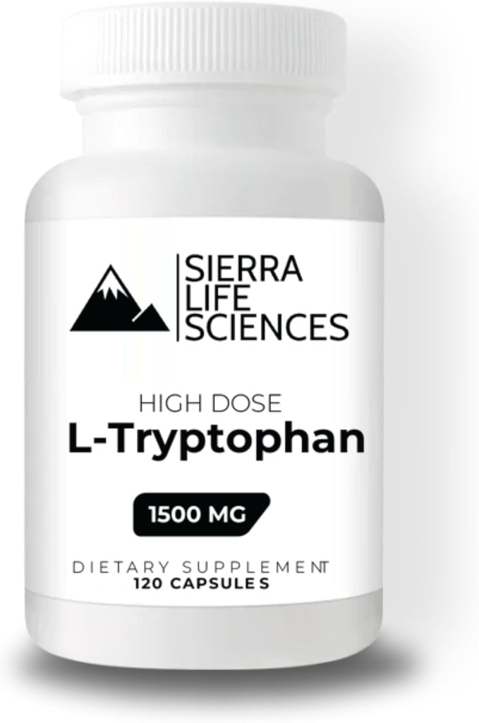 1500mg High Dose L-Tryptophan Max in Easy-to-Swallow Capsules TEN Gluten-Free, Non-GMO TEN 40 Servings (Single)