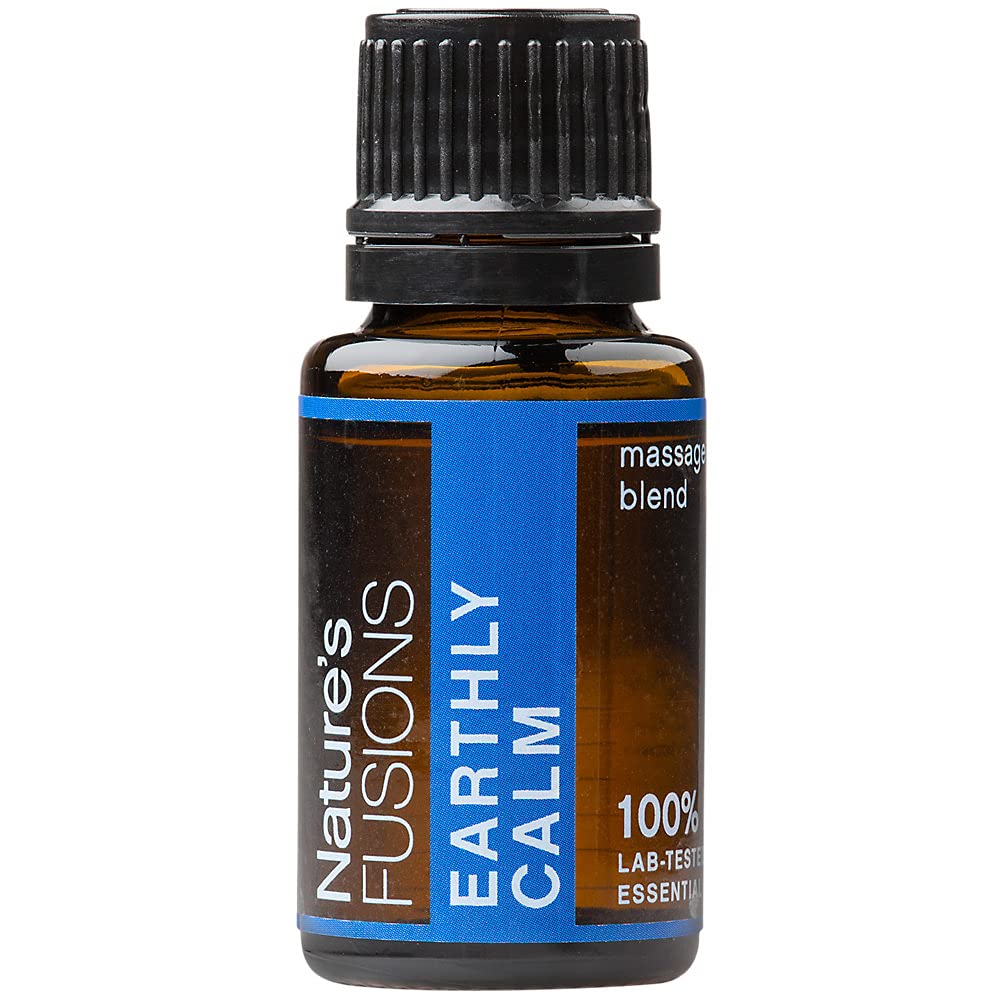 Fusiones de la naturaleza Calma terrestre, 100% Licuada de aceite esencial puro y natural para la aromaterapia y uso tópico, 5 Fl Oz (Pack of 1) (15 mL)
