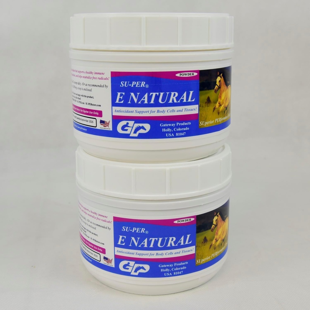 SUPER E Natural Horse Vitamina E Suplemento - Concentrado Vitamina E Suplemento para los caballos de rendimiento - 1 libra, (2 Pack)