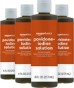 Basics First Aid Antiseptic, 10% Povidone Iodine Solution, 8 Fl Oz, Pack of 4