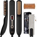 VOVO Beard Straightener Comb Upgrade Professional 2 in 1 Men's Beard Straightening Heated Hair Straightening Brush Portable Anti-Burn 6 Temperatura Ajustable con pantalla LED para el hogar y viajes