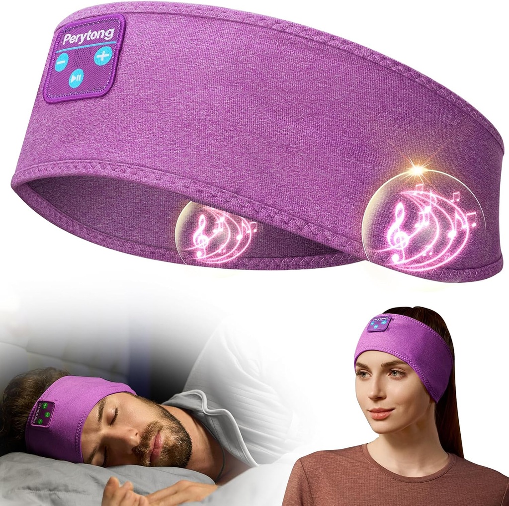 Auriculares para dormir Perytong Bluetooth Headband, Auriculares inalámbricos deportivos Árbulos para dormir con auriculares para altavoz de Stereo Ultra-Thin HD para ejercicios de sueño Ejecutando gadgets frescos Regalos únicos