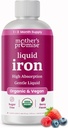 Suplemento Orgánica de Hierro Líquido para Mujeres, Hombres y Niños con Vitamina C TENIDO Sugar Gratuito de Berry Natural Flavor No Constipating Vegan Ferrochel® Iron Suplementos para Sangre Saludable, Prenatal &amp; Postnatal