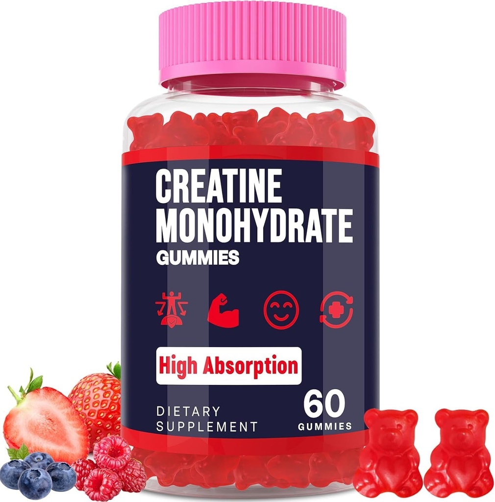 Critina Monohydrate Gummies for Women &amp; Men, Taurine &amp; B6, Chewable Creatina Pre Workout Gummies for Max Strength &amp; Muscle Growth, Energy, Endurance, Creatine for Men &amp; Women - 1 Bottle