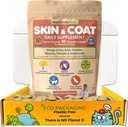 Suplemento de piel y carne con aceite de pescado y omega 3 para perros y gatos - Alivio de Itch perros Suplemento de mascotas para la cama, picazón de piel y alergias - Tratamiento de alergia al perro Vitaminas (90 Tabs)