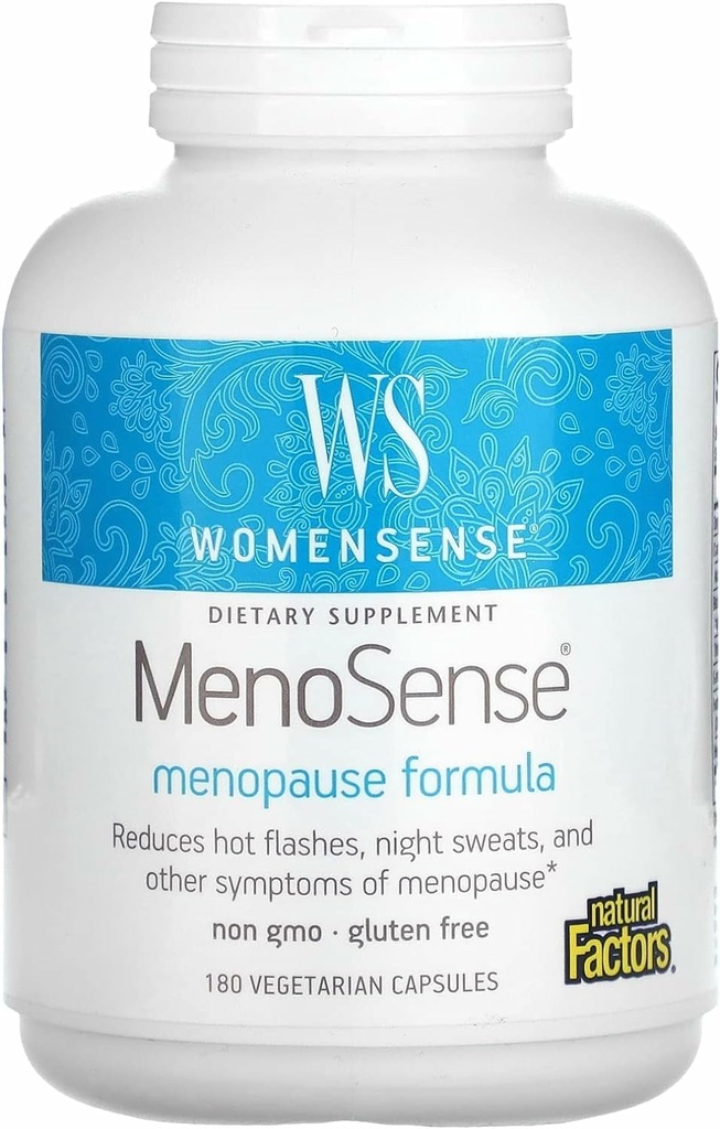 Factores naturales MenoSense - Suplemento dietético con Cohosh Negro, Chasteberry " Dong Quai - Menopause " Perimenopause Support Suplemento - 180 Vegetarian Capsules (90 Servings)