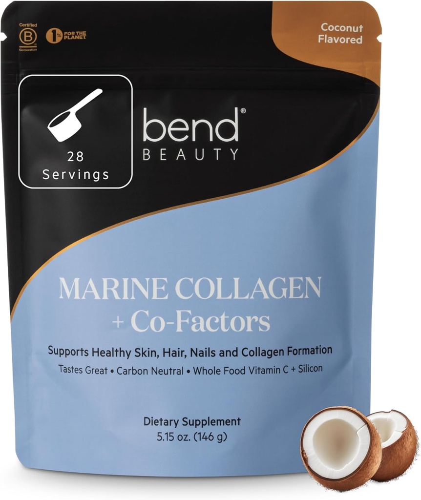 Bend Beauty Marine Collagen + Co-Factors ← Coconut Flavored Collagen Powder ← Hidrolyzed Collagen Suplemento  Fish Collagen Peptides + Silicon + Vitamina C ← Soportes Saludable Skin, Hair and Nails