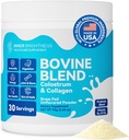 Bovine Colostrum &amp; Collagen Powder for Gut Health, Immune Support, Hair Growth &amp; Beauty Supplement, Sugar Free – IgG, Probiotics, Vitamina B12, C, D3 – Deflavored, 30 Servings