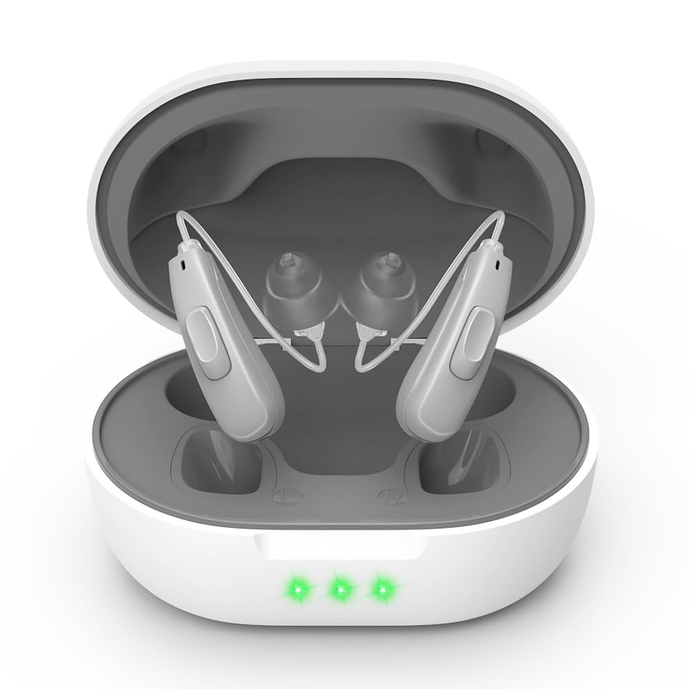 True Hearing Aids (No Amplificador) 11 Channals Professional Recargable Ayudas para Audiencias A prueba de Agua para Seniors Servir con Noise Canceling Ayuda con Carga Magnética (Grey)