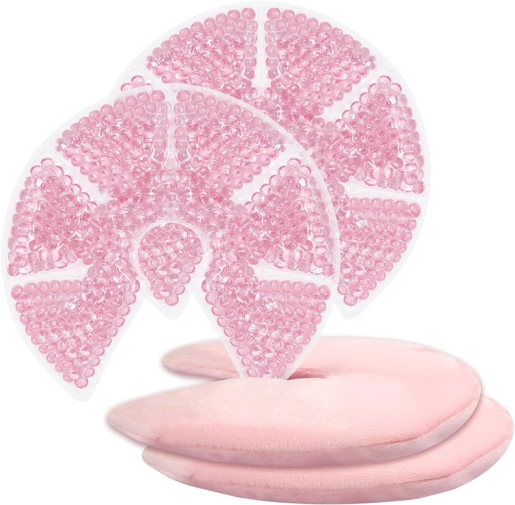 Hot/Cold Breast Gel Bead Ice Packs Breast Cooling/Heat Pads Relief for Breastfeeding, Nursing Pain, Mastitis, Engorgement, Swelling, Plugged Ducts ← Boost Milk Let-Down & Production,2 Pack (Pink)