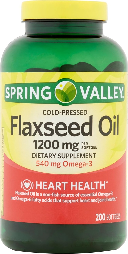 Valle de Primavera - Aceite de Flaxseed 1200 mg, 200 Softgels