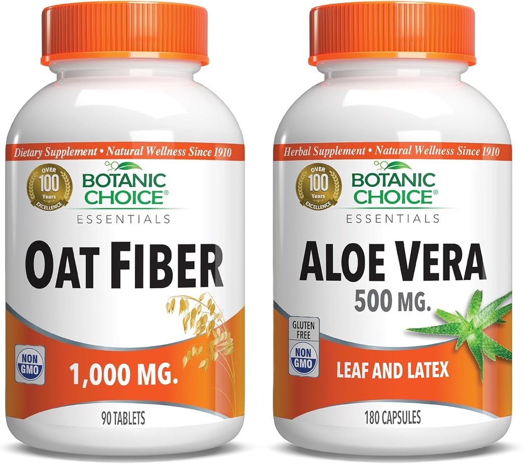 Botanic Choice - Oat &amp; Aloe Vera: Fibra Dietaria &amp; Salud Digestiva Suplemento Bundle