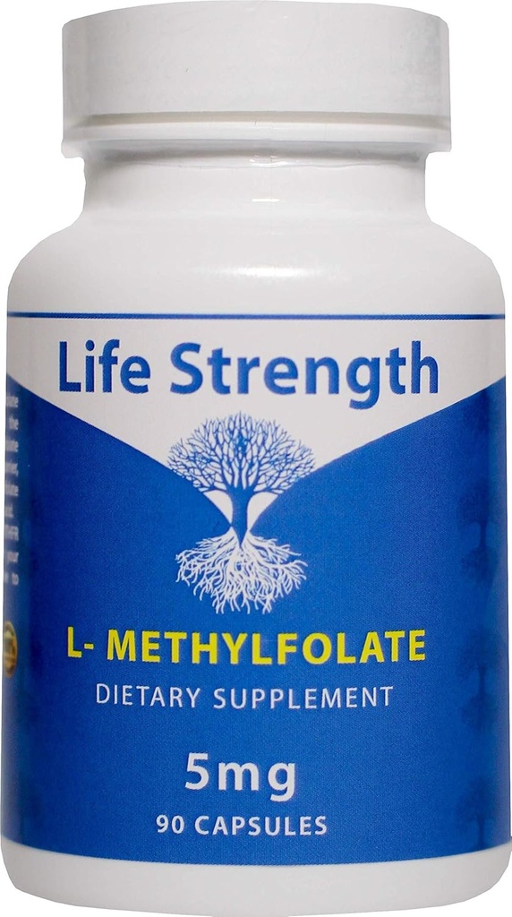 L-Methylfolate 5 MG, Optimized & Highly Bioactive Methyl Folate, 5-MTHF Supplement for Mood and Immune Support, Natural Diet Supplement for Energy, Non-GMO & Gluten-Free, 90 cápsulas