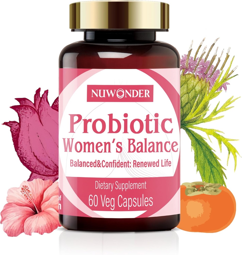 Prebióticos y Probióticos para Mujeres – Probióticos Vaginales Blend, Prebióticos Naturales, Apoyo Herbal, Promover la Salud Femenina & Equilibrio Intimo, Eliminar los Odors Vaginales " Saldo de pH, 60 cápsulas.