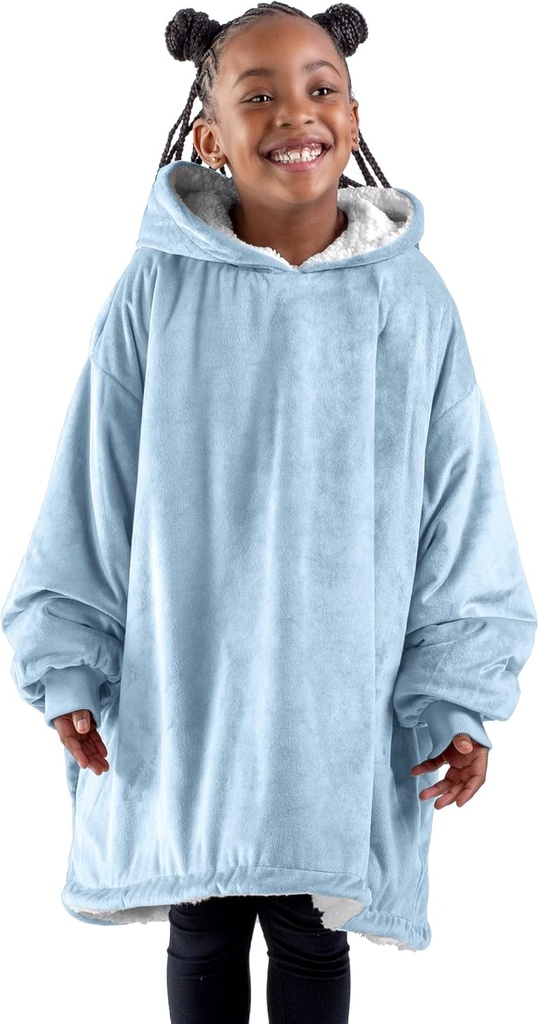 Bare Home Manta Wearable Hoodie - Soft Plush Sherpa - Caliente y Cozy - Manta extra grande Wearable - Adulto &amp; Niños Tallas