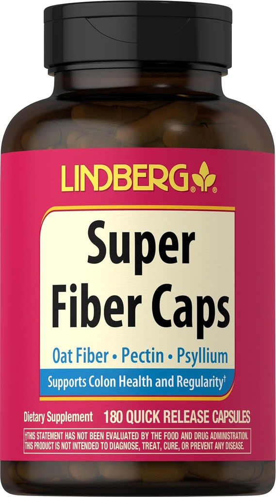 Lindberg Super Fiber Suplemento Silencio 180 Capsules ← Oat, Pectin, " Psyllium ← No Gluten "