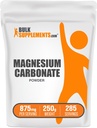 BulkSupplements.com Polvo de Carbonato de Magnesio - Suplemento de Carbonato de Magnesio, Grado de Alimentos de Carbonato de Magnesio - Gluten Gratis, 875 mg por Serving, 250g (8.8 oz) (Pack of 1)