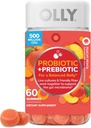 OLLY Probiotic + Prebiotic Gummy, Digestive Support and Gut Health, 500 Million CFUs, Fiber, Adult Chewable Suplemento para Hombres y Mujeres, Peach, 60 Day Supply - 60 Cuenta