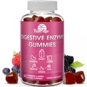 Enzimas digestivas Gummies Chewable: Ayuda a la intolerancia alimentaria, la descomposición y a los lácteos, carbohidratos, verduras, proteínas, frutas -Amylase Protease Lipase Lactase- Naturalmente Flavored Vegan Gummies. Cuenta 60