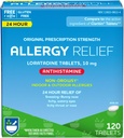 Rite Aid 24 Horas Loratadine 10 mg Alivio de la Alergia Tabletas, 10 mg - 120 Conteo Silencioso Píldoras de Alergia, Medicina