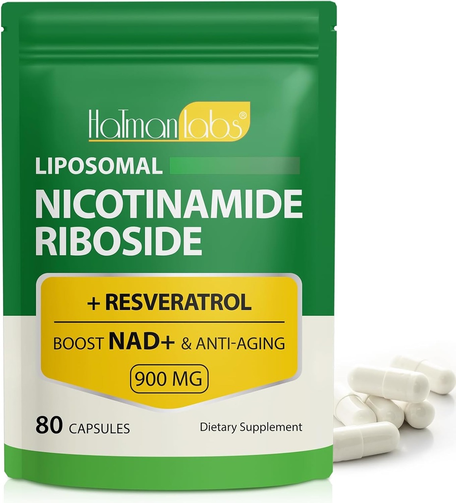 Suplemento NAD - Liposomal Nicotinamide Riboside 900mg, Resveratrol, Quercetin - Suplemento NAD de alta pureza para la energía, la salud celular de apoyo, la resistencia y el envejecimiento saludable - Ultra Strength 80 cápsulas