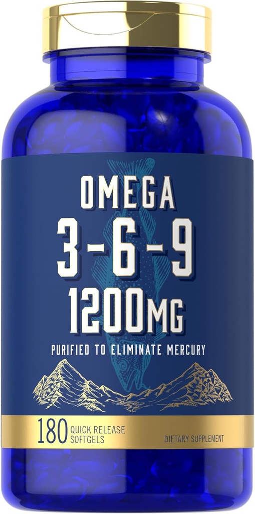 Carlyle Omega 3 6 9 Suplemento TENRI 1,200mg TEN 180 Softgel Capsules TENIDO Complejo Triple Omega TENIDO Fish, Flaxseed &amp; Borage Oils with EPA & DHA TEN Non-GMO &amp; Gluten Free