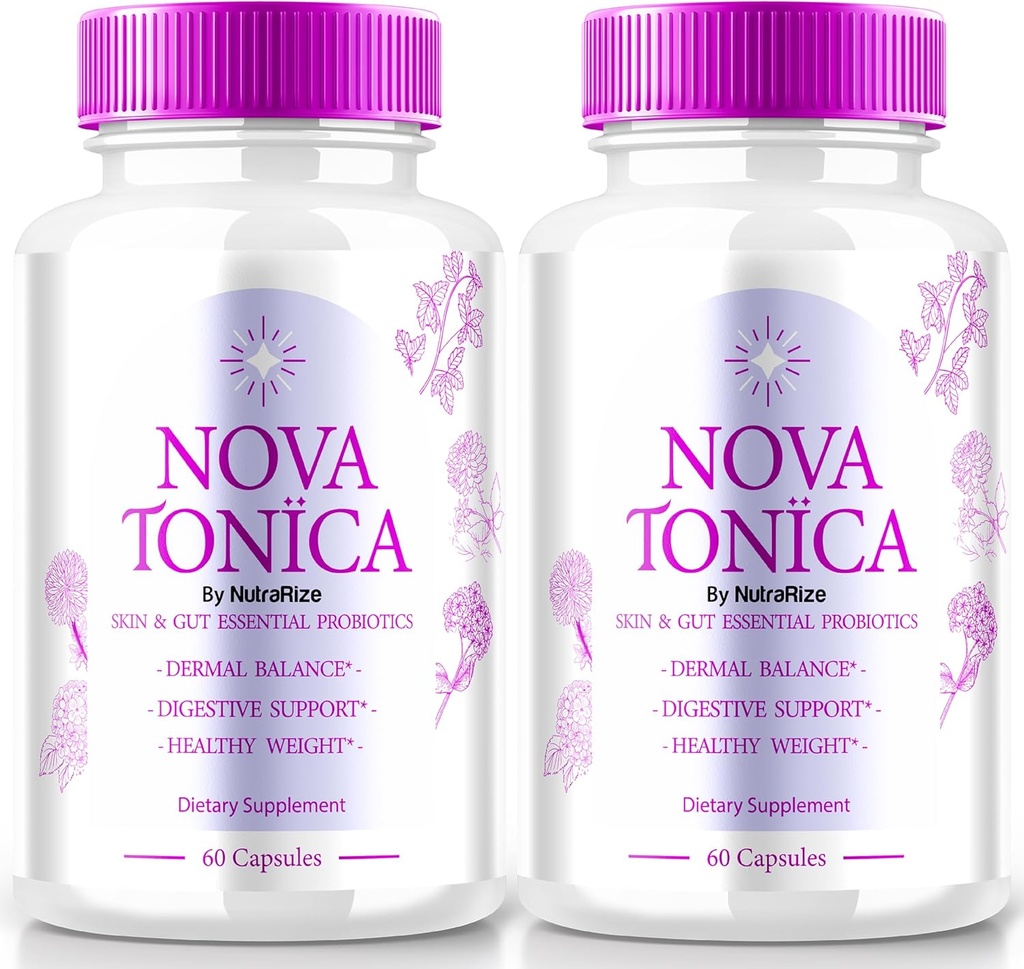 (2 Pack) NovaTonica Capsules, Nova Tonica para apoyar la piel naturalmente saludable y de alumbramiento, suplemento extra fuerte para soportar la hidratación, las píldoras de vitaminas que potencian la piel, las críticas de Nova Tonic (120 cápsulas)