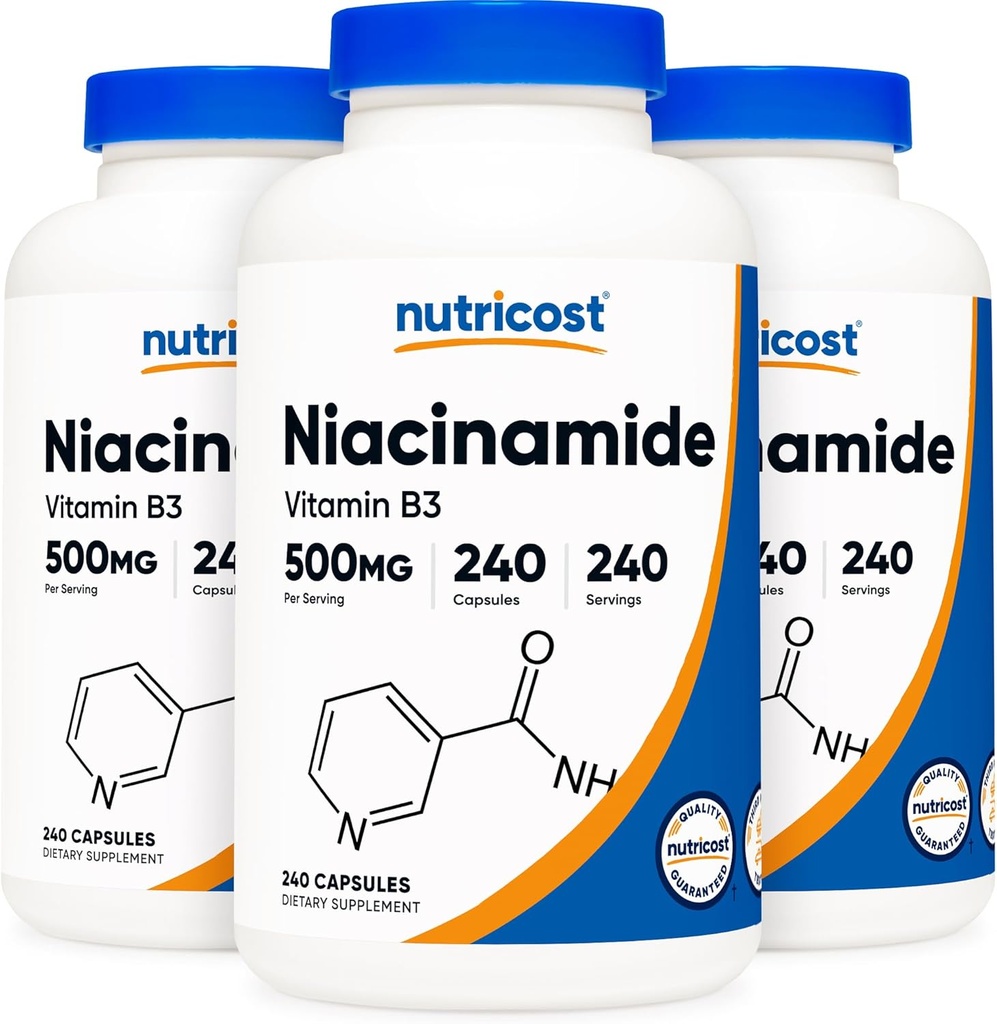 Nutricost Niacinamide (Vitamin B3) 500mg, 240 cápsulas (3 botellas)