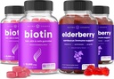 NutraChamps Biotin Gummies (2 Pack) y Elderberry Gummies (2 Pack) 4 Pack Bundle