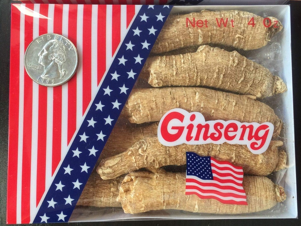 American Ginseng de Wisconsin, Ginseng Root / Ginseng Slice / Ginseng Tea, 4 Ounce (Jumbo Long Roots)