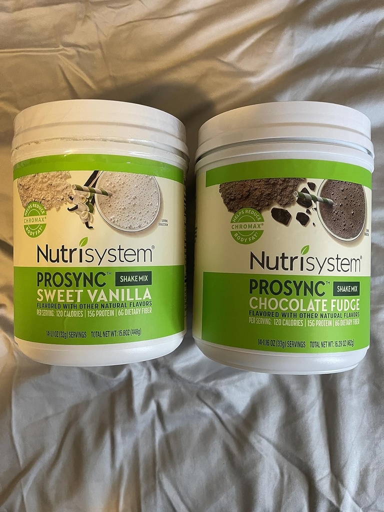 Nutrisystem Nutricrush Probiotic Shakes Chocolate Fudge and Sweet Vanilla Shake Mix - Protein &amp; Probiotics Support Digestive Bust Belly Bloat 2 Containers 16.3 oz. cada 28 Servings,(Pack of 2)
