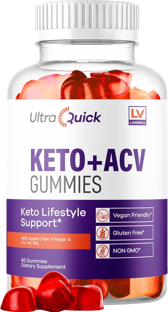 LIVORKA Ultra Quick Keto ACV Gummies - Ultra Quick Gummies, UltraQuick Keto Plus ACV Gummies, Ultra Quick Keto ACV Gummies Soporte, UltraQuick Keto ACV Gummies, UltraQuick, 60 Gummies para 1 Mes