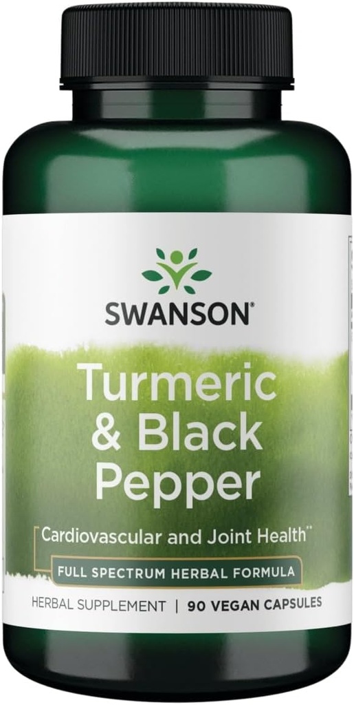 Swanson Premium- Turmeric ' sensible' Black Pepper - Antioxidante, Digestión ' sensible' Joint Support - 90 Veg Caps