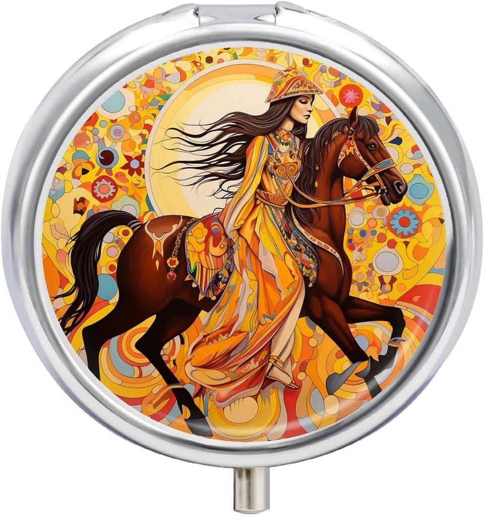 3 Caja de Píldora de Píldora Containe Mujer Caballo Pillbox Funda para Viajar Pequeño Pill Organizador de Píldora para Vitaminas Petróleo Caja de Suplemento