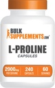 BulkSupplements.com L-Proline Capsules - Suplemento Amino Acid, L-Proline 2000mg, Suplementos Proline - Gluten Free, 4 cápsulas por Serving, 240 Conde (Pack of 1)