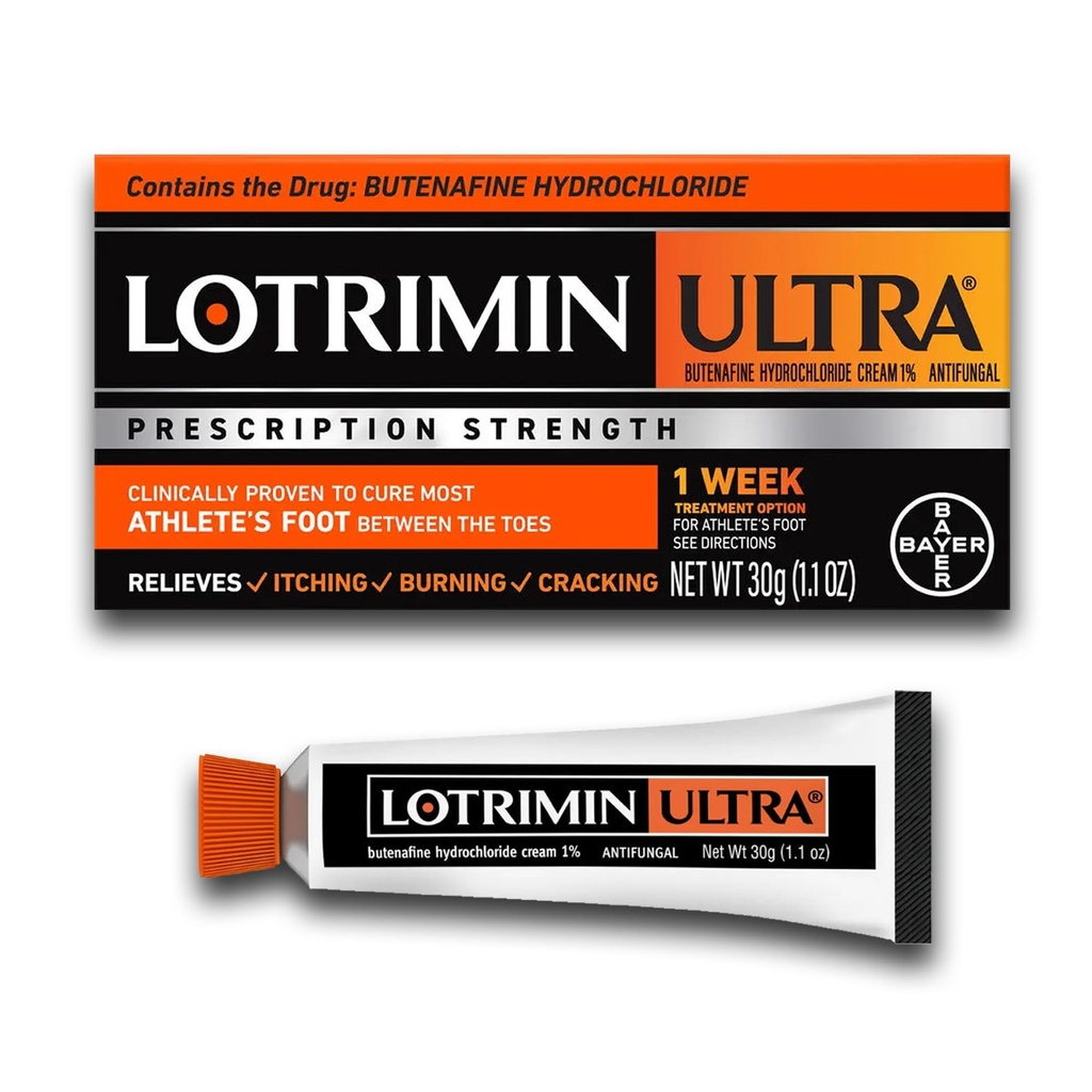 Lotrimin Ultra 1 semana Tratamiento de pies de atleta, Prescripción Strength Butenafine Hydrochloride 1%, Cures Most Athlete’s Foot Between Toes, Cream, 1.1 Oz