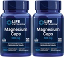 Extensión de la vida Caps de magnesio, 500 mg, óxido de magnesio, citrato, sucinto, salud cardíaca, huesos saludables, apoyo metabolismo, 100 cápsulas vegetarianas (Pack of 2)