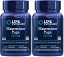 Life Extension Magnesium Caps, 500 mg, Magnesium Oxide, Citrate, Succinate, Heart Health, Healthy Bones, Metabolism Support, 100 Vegetarian Capsules (Pack of 2)