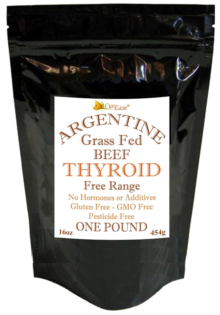 CurEase Beef Thyroid Powder - Argentina Grass Fed Terminado (16oz) Libra 1lb 908 Servimientos