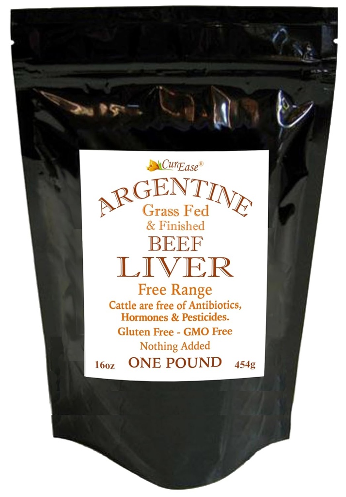 CurEase Argentina Grass Feed Beef Liver Powder Desinfatted Desiccated (dried) Pesticide and Hormone Free 1lb One Pound (453grams) 908 Servimientos