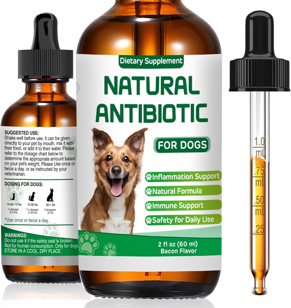 Antibióticos para perros, antibióticos naturales para perros, antibióticos para mascotas, multivitamínico para perros, ayuda a la alergia al perro y al alivio de Itch, Suplemento diario, Suplemento natural herbal