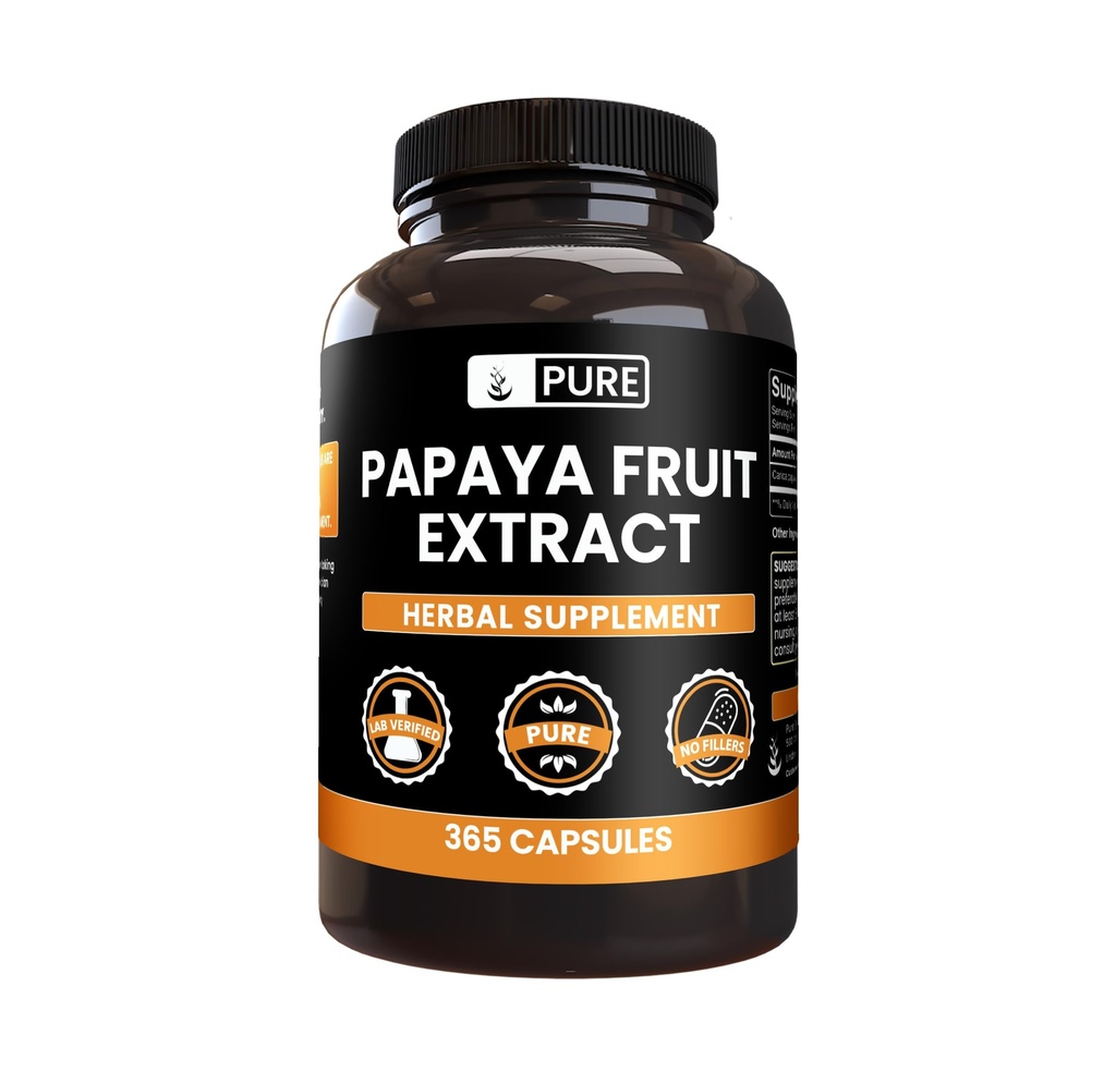 PURE ORIGINAL INGREDIENTS Papaya Extract (365 Capsules) No Magnesium Or Rice Fillers, Always Pure, Lab Verified