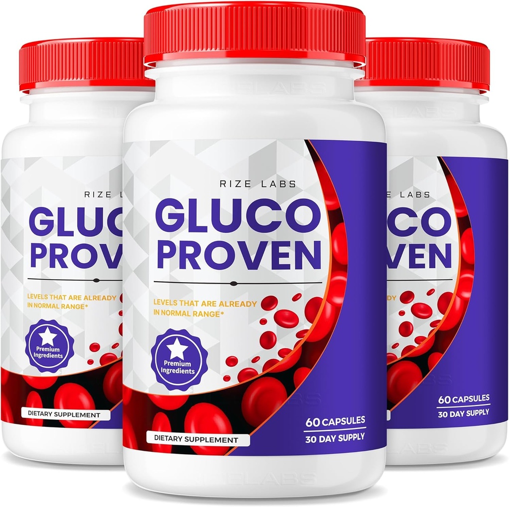 rize labs - Gluco Proven Capsules - Advanced Formula Supplement Pills, Maximum Strength Support, All Natural Plus Organic Non GMO (180 cápsulas)