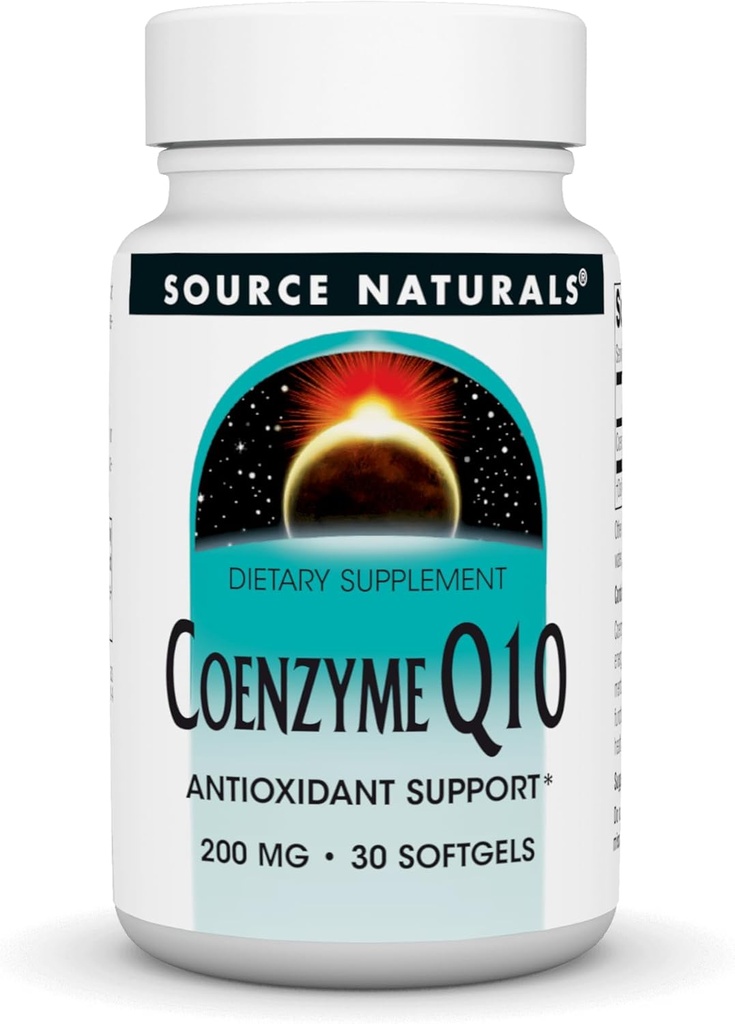Fuente Naturales Coenzima Q10 Antioxidante Apoyo 200 mg para Corazón, Cerebro, Inmunidad, " Apoyo al hígado - 30 Softgels
