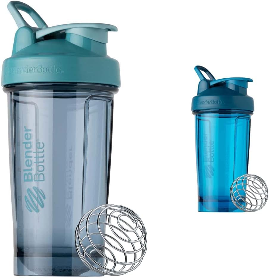BlenderBottle Shaker Bottle Pro Series Perfecta para Protein Shakes y Pre Workout, 24-Once, Cerulean Blue y Ocean Blue