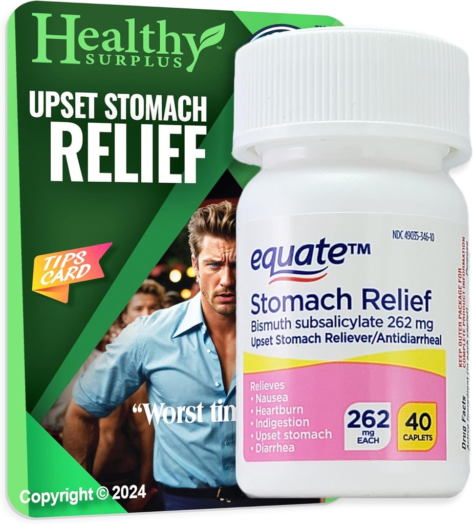 Alivio de estómago saludable - Bismuth Subsalicylate 262 mg 40 cápsulas
