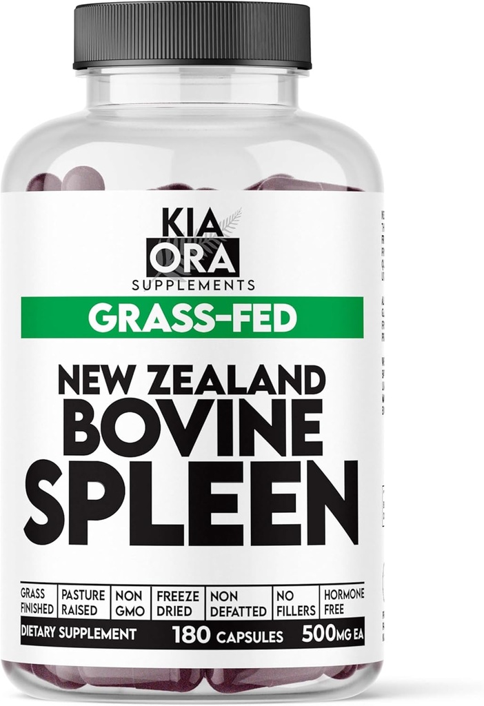 Grass Fed Bovine Spleen Suplemento ← Freeze-Dried, Desiccated Spleen Glandular – Soporta Función Inmune &amp; Sangre Salud – Ancestral Organ Capsules – 180ct